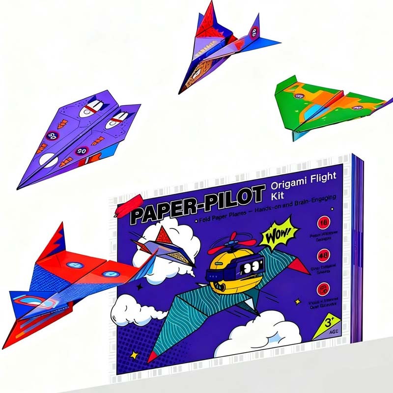 VaraLiving™ Kreativt DIY Papirfly Sæt (16 stk.) – Farverige Folde-Papirflyver med Forskellige Design til Børn