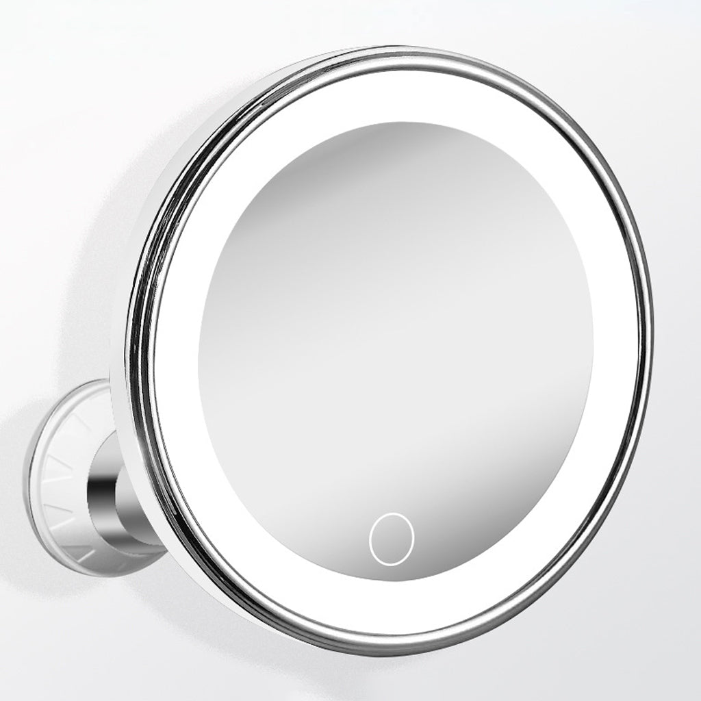 PureVal™ 10x Forstørrelsesspejl med LED & Sugekop | Bærbart Makeupspejl til Præcision