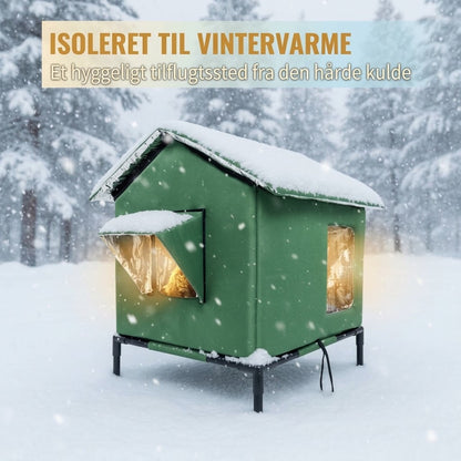 OmniLiving™ Hævet Udendørs Kattehus | Vandtæt, Isoleret & Vejrbestandigt