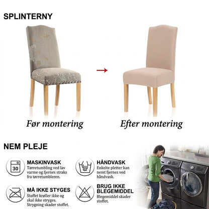 OmniLiving™ Vandtæt Elastisk Stolebetræk til Spisebordsstole | Anti-Glid & Pletafvisende