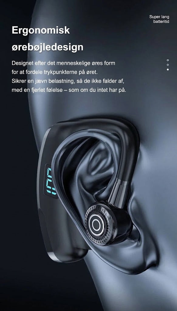 VaraTech™ Trådløse Ear-Hook Bluetooth Hovedtelefoner med LED Digital Display – Ergonomiske Sportshovedtelefoner med Lang Batterilevetid