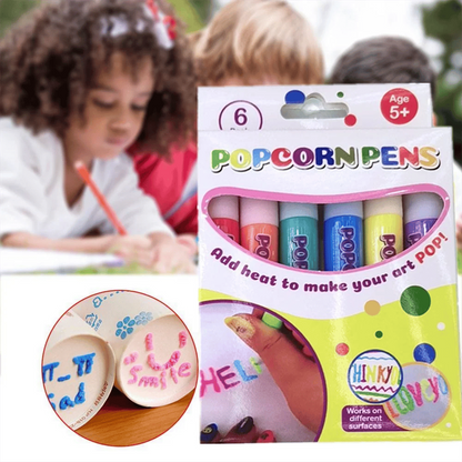 KiddieGlow™ DIY Magiske 3D Popcorn Penne | Kreativt Farvesæt med Popcorn-Effekt til Børn