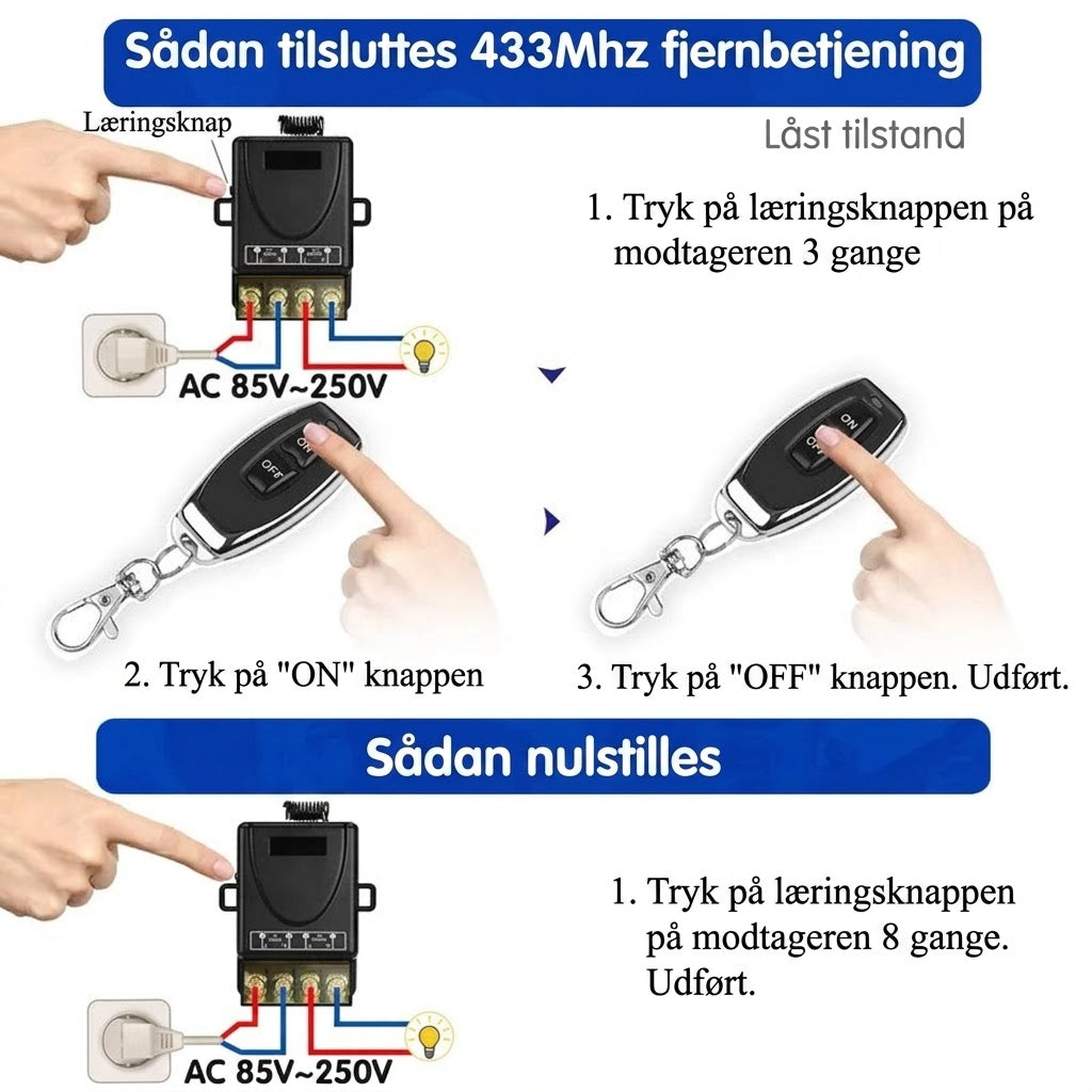 OmniLiving™ Trådløst Fjernbetjeningskontakt Sæt | Høj Belastning & Lang Rækkevidde