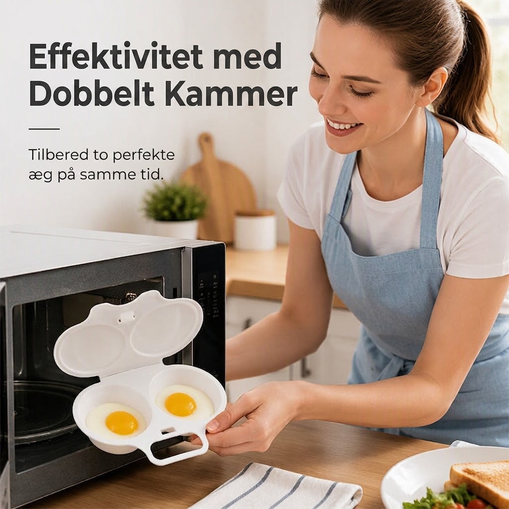 OmniLiving™ Smart Mikroovn Æggekoger med Låg | Perfekt Pocheret Æg på 45 Sekunder