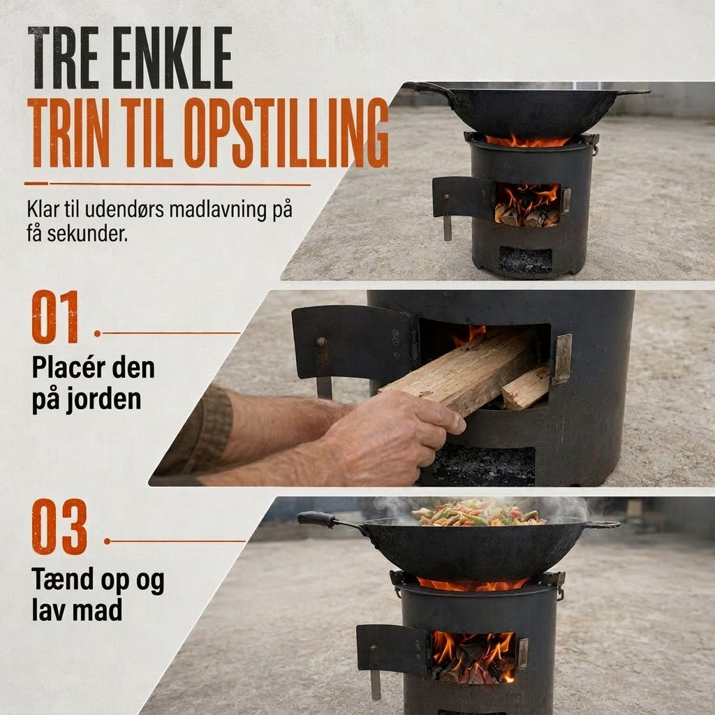 VaraLiving™ Bærbar Multifunktionel Trækulsovn til Camping – Kombineret Grill og Varmeovn til Udendørs Brug