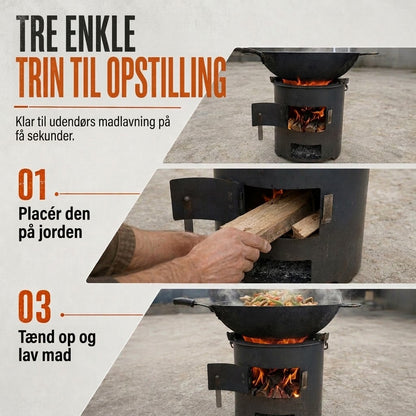 VaraLiving™ Bærbar Multifunktionel Trækulsovn til Camping – Kombineret Grill og Varmeovn til Udendørs Brug