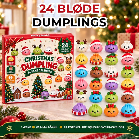 VaraLiving™ Blød Dumpling Julekalender med 24 Dumpling Squishies – Sjov Nedtællingskalender og Antistress Senselegetøj til Børn og Voksne