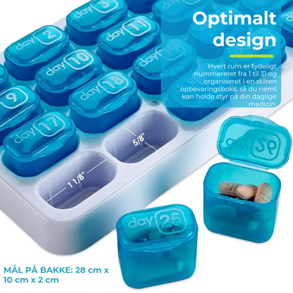 VigorCare™ 31-Dages Pilleæske | Månedlig Pillbox med Aftagelige Rum