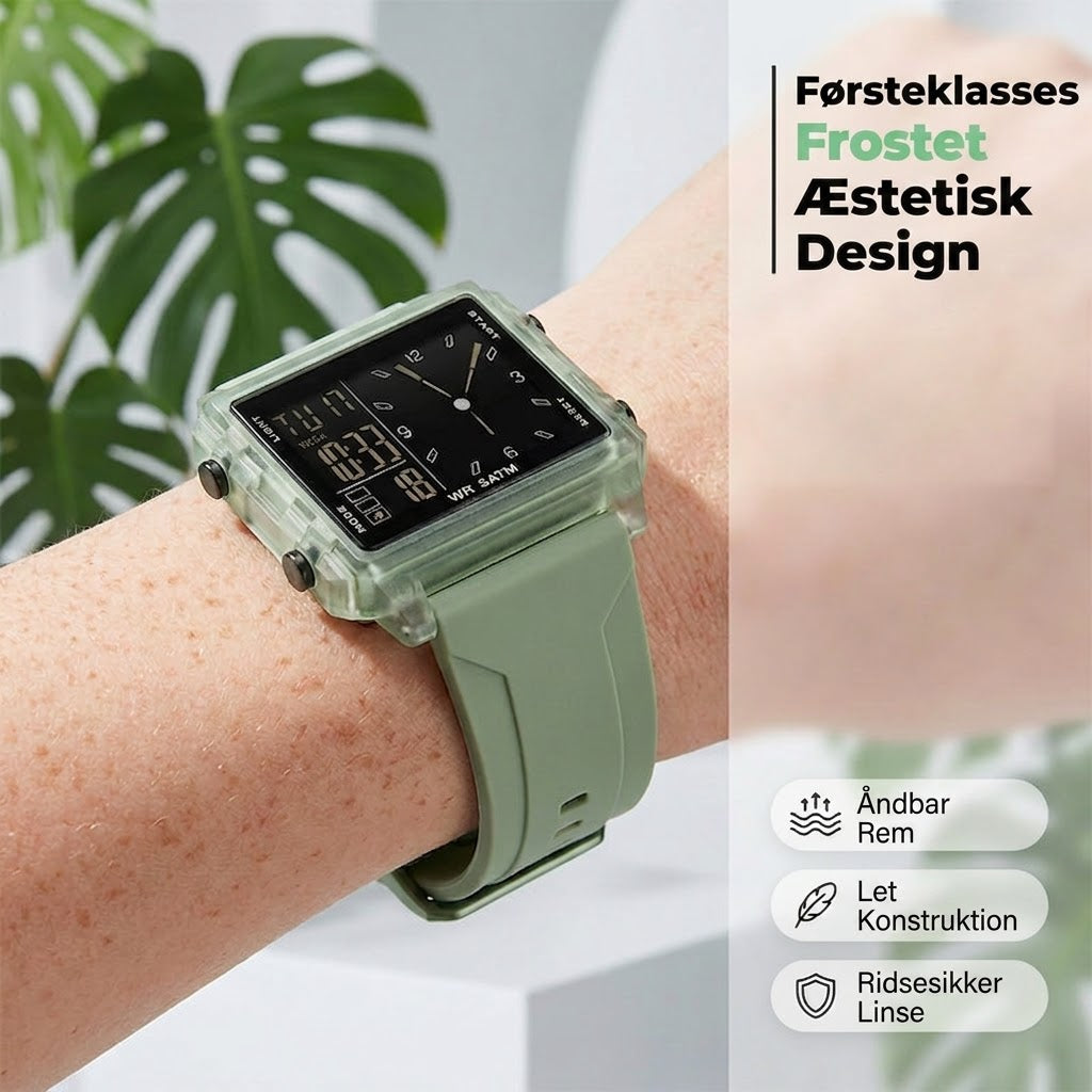 SilkEase™ Gennemsigtigt Digitalur | 50m Vandtæt & Hybrid Skærm med Lys
