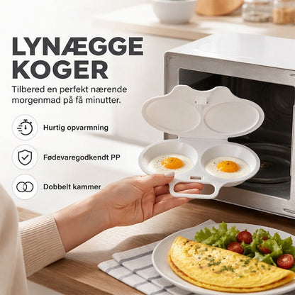 OmniLiving™ Smart Mikroovn Æggekoger med Låg | Perfekt Pocheret Æg på 45 Sekunder