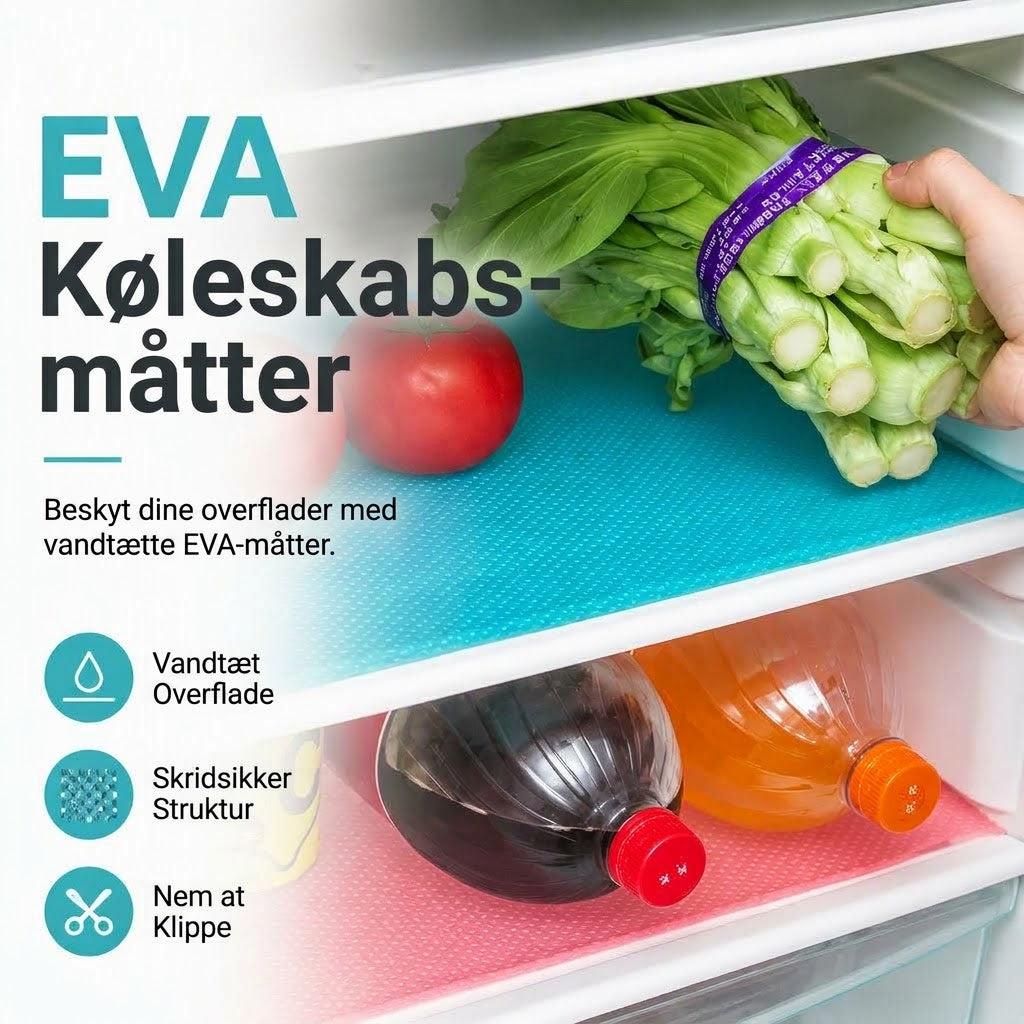 OmniLiving™ Vandtæt Måtte til Køleskab | Skridsikker & Fødevaresikker Hyldebeskyttelse