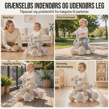OmniLiving™ 4-Hjulet Balancecykel til Børn | Med Musik & LED-Lys