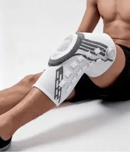 OmniLiving™ Justerbar Knæbandage med Præcisionsknap | Professionel Knæstøtte & Genoptræning