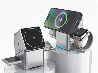 NovaPulse™ 3-i-1 Magnetisk Trådløs Opladerstander | Hurtigopladning til Telefon, Ur & Earbuds