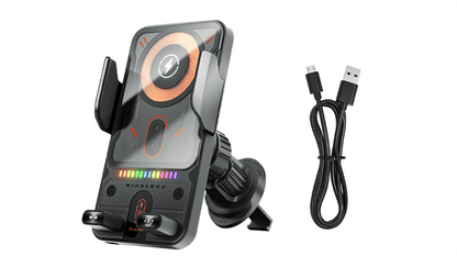NovaPulse™ 2-i-1 Smart Trådløs Oplader & Bilholder | 15W Hurtigopladning med Sensorklemme