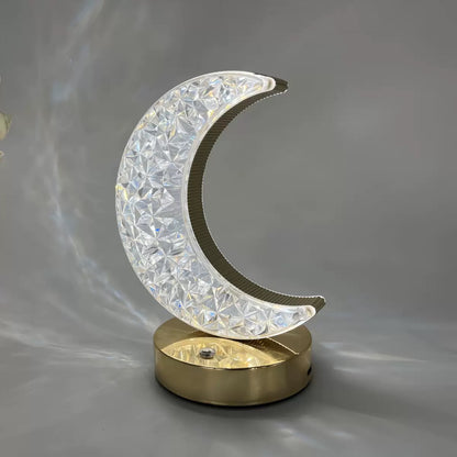 VaraLiving™ Geometrisk Krystal Natlampe med Touch – 3 Lysfarver og Genopladelig USB Stofstemning til Soveværelset