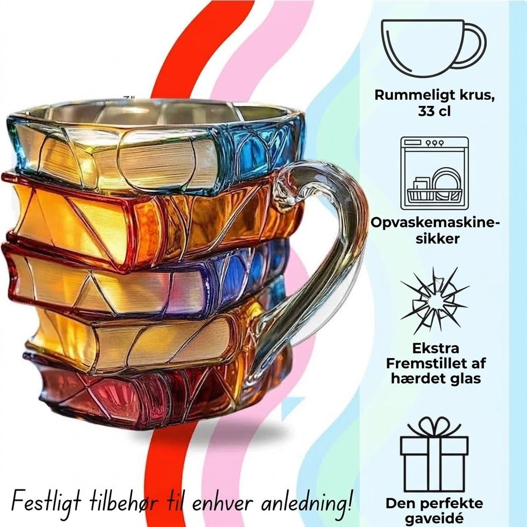 OmniLiving™ Håndmalet Bogkrus i Keramik | Kreativt Kaffekrus til Bogelskere