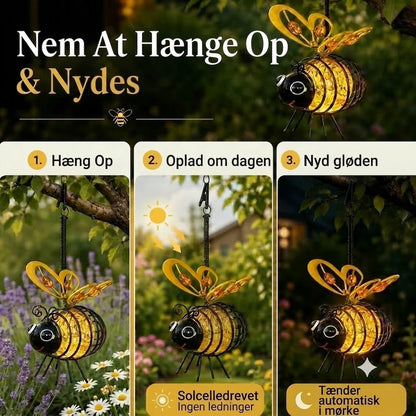 Hængende Solcellelampe med Bier | Hyggelig Havebelysning