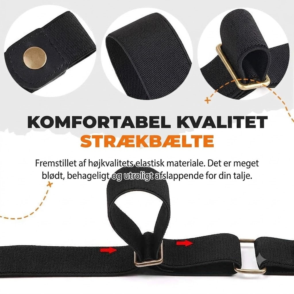 [KØB 1 FÅ 1 GRATIS] GlideFlex™ Spændeløst Usynligt Elastisk Bælte | Komfortabelt Bælte Uden Spænde