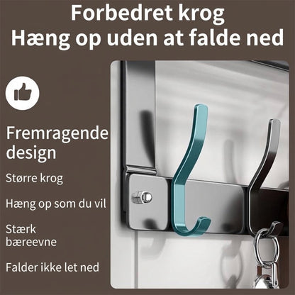 VaraLiving™ Dørreol med Opbevaringskurve og Knager – Borefri Dørhængt Arrangør til Badeværelse, Værelse og Køkken