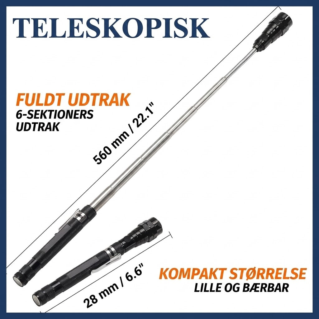 Magnetisk Teleskop-Lommelygte | 360° Svanehals & Super Kraftigt Lys
