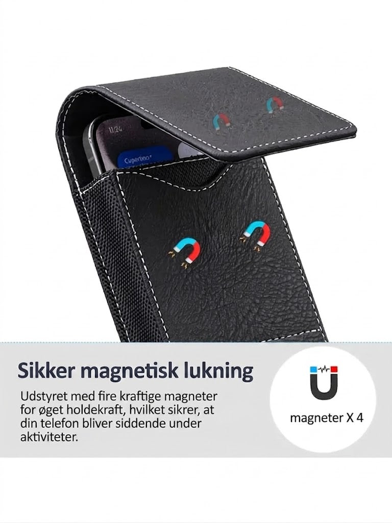 LuxeModa™ Læder Bælteetui til Mobil | Universal Taske med Kortholder & Flere Rum