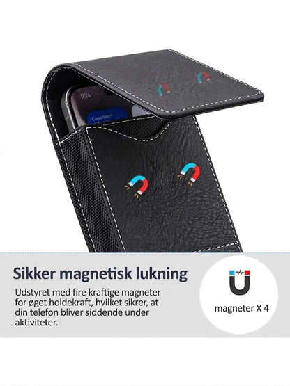 LuxeModa™ Læder Bælteetui til Mobil | Universal Taske med Kortholder & Flere Rum