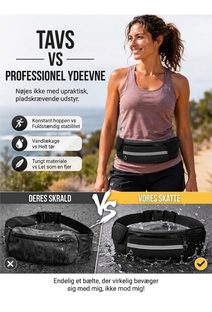 VeloPack™ Elastisk Løbebælte & Mavebælte | Vandafvisende Mavebælte til Løb & Træning