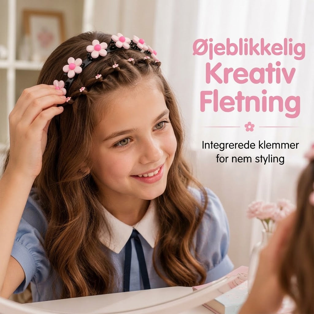 OmniLiving™ Tegneserie Hårbøjle med Flette-Clips til Piger | 13 Søde Designs