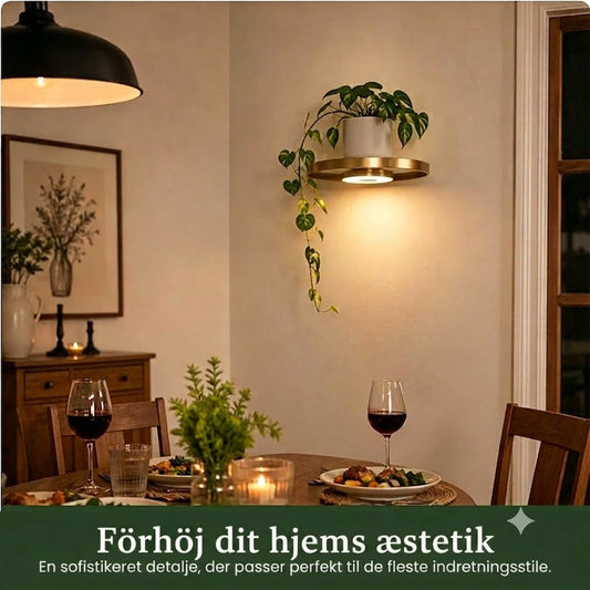 LumiShelf™ Svævende Væghylde med LED-Belysning | Moderne Plante- & Udstillingshylde