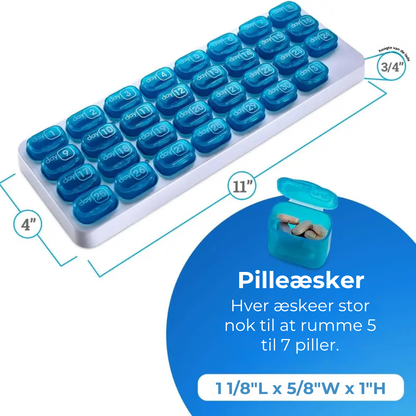 VigorCare™ 31-Dages Pilleæske | Månedlig Pillbox med Aftagelige Rum