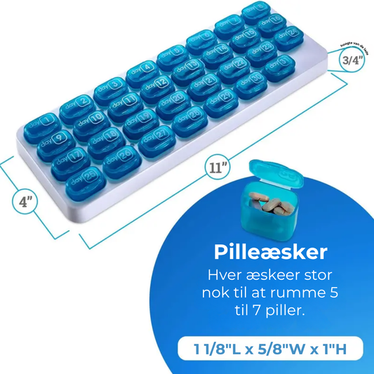 VigorCare™ 31-Dages Pilleæske | Månedlig Pillbox med Aftagelige Rum