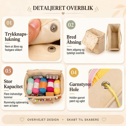 OmniLiving™ Canvas Garn Opbevaringstaske | Med Nålelomme & Garnhuller