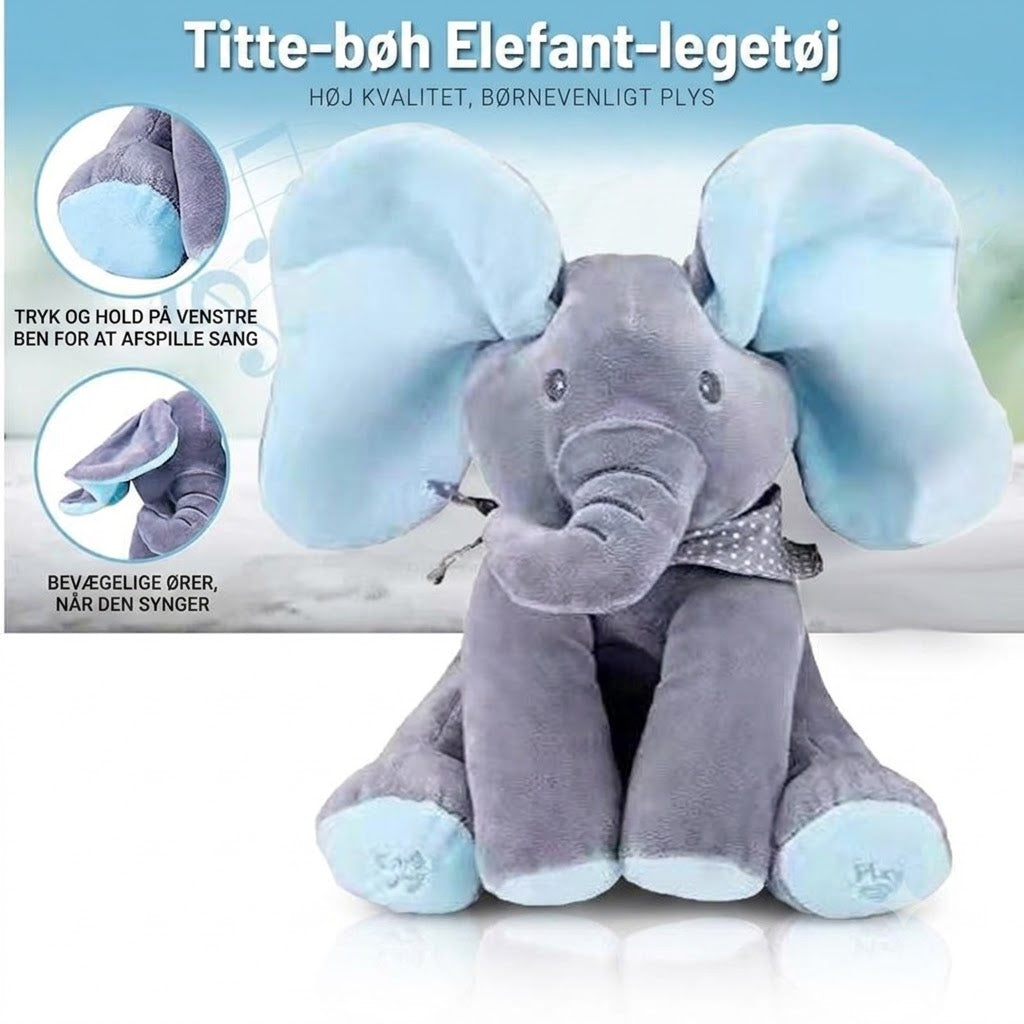 AuraCare™ Interaktiv Syngende Elefant | Titte-Bø Bamse med Bevægelige Ører til Babyer
