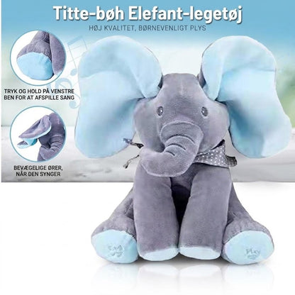 AuraCare™ Interaktiv Syngende Elefant | Titte-Bø Bamse med Bevægelige Ører til Babyer