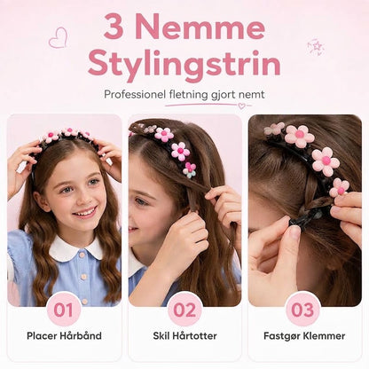 OmniLiving™ Tegneserie Hårbøjle med Flette-Clips til Piger | 13 Søde Designs