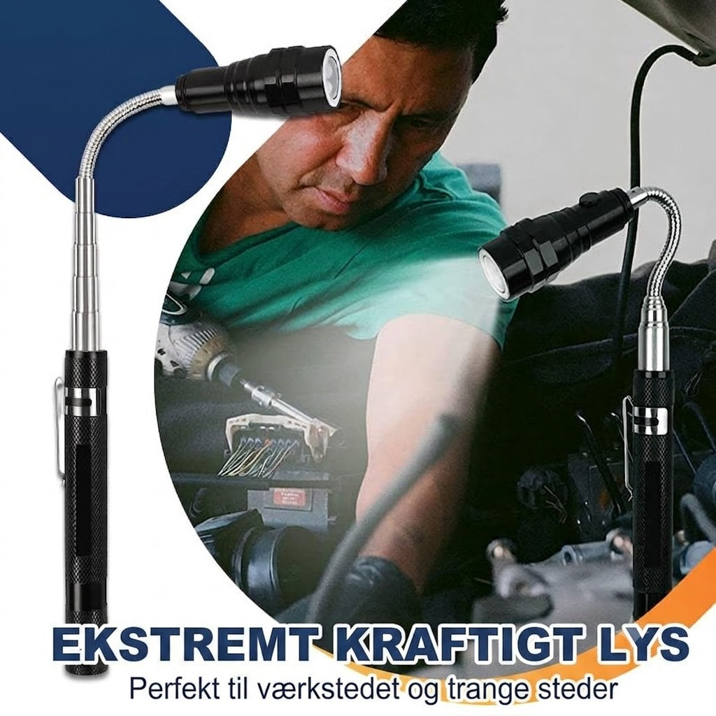 Magnetisk Teleskop-Lommelygte | 360° Svanehals & Super Kraftigt Lys