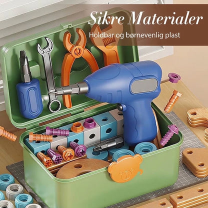 OmniLiving™ Værktøjssæt til Børn med Elektrisk Boremaskine | Kreativt DIY Byggesæt med Opbevaringskasse