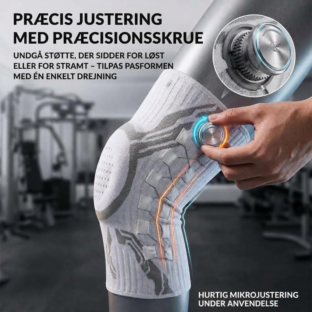OmniLiving™ Justerbar Knæbandage med Præcisionsknap | Professionel Knæstøtte & Genoptræning