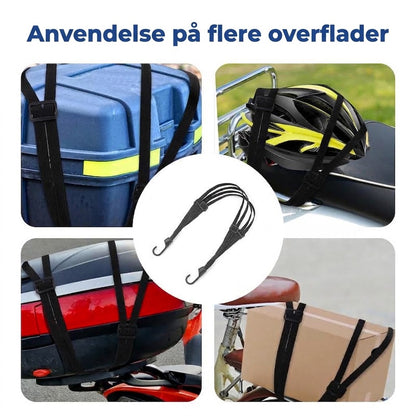 OmniLiving™ Universal Baggagerem til Motorcykelhjelm m. 2 Kroge | Elastisk & Slidstærk