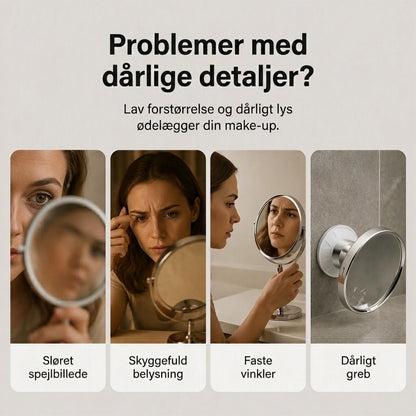 PureVal™ 10x Forstørrelsesspejl med LED & Sugekop | Bærbart Makeupspejl til Præcision