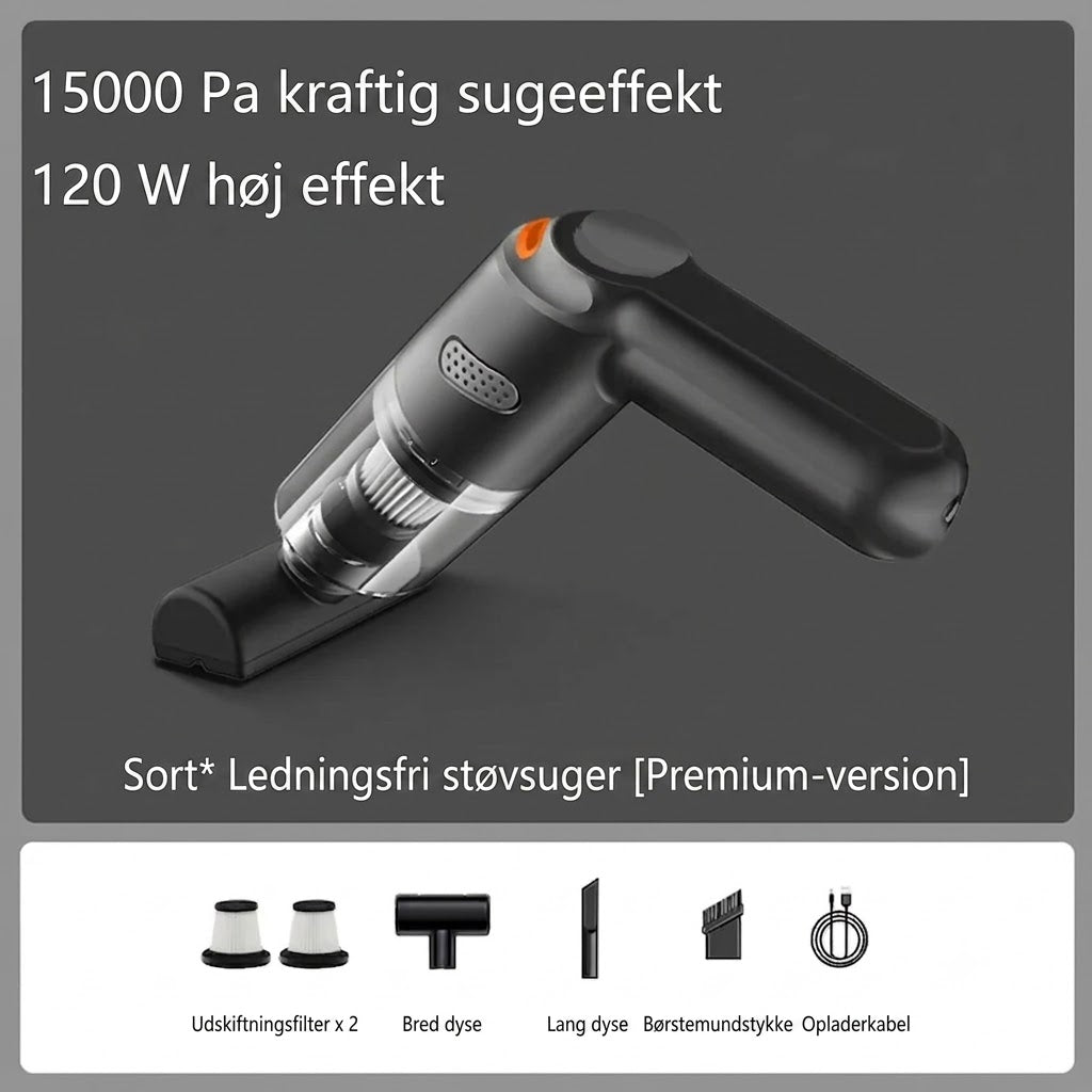Kraftfuld Ledningsfri Bilstøvsuger | Kompakt & Høj Sugeevne