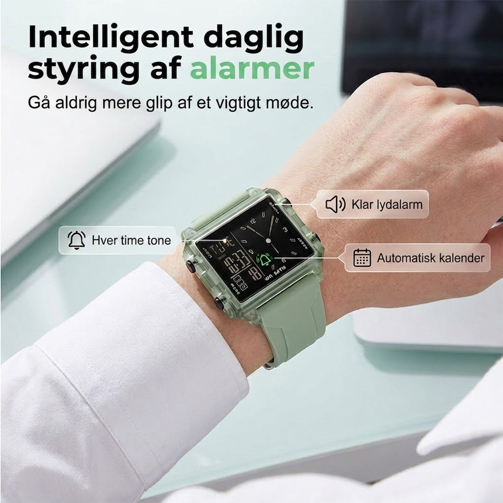 SilkEase™ Gennemsigtigt Digitalur | 50m Vandtæt & Hybrid Skærm med Lys
