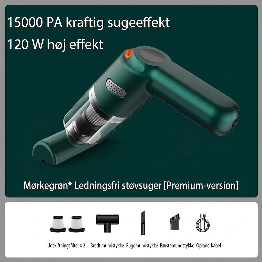 Kraftfuld Ledningsfri Bilstøvsuger | Kompakt & Høj Sugeevne