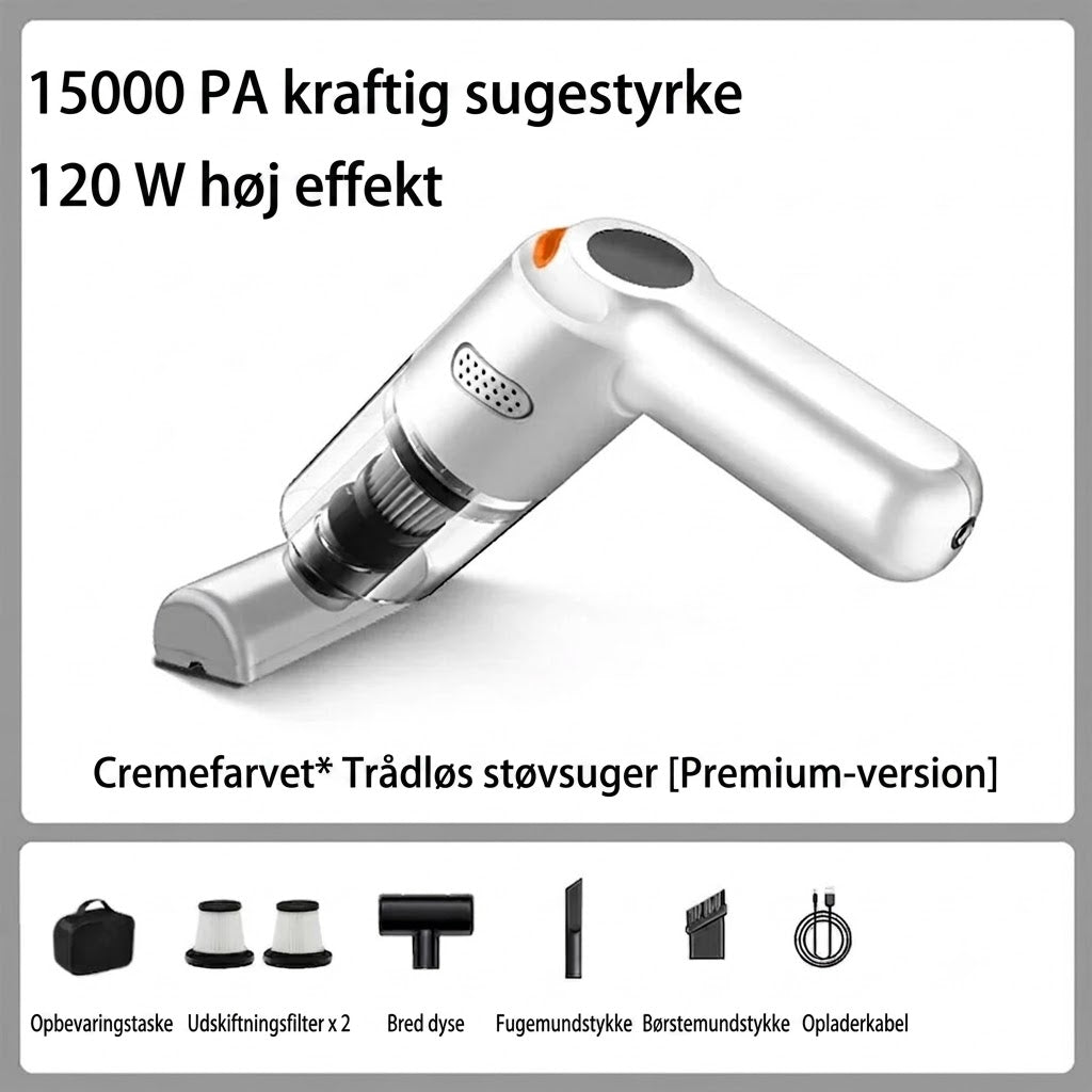 Kraftfuld Ledningsfri Bilstøvsuger | Kompakt & Høj Sugeevne