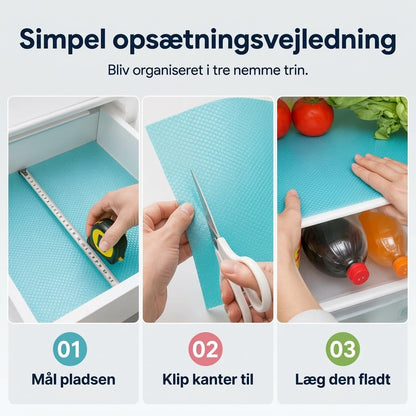 OmniLiving™ Vandtæt Måtte til Køleskab | Skridsikker & Fødevaresikker Hyldebeskyttelse