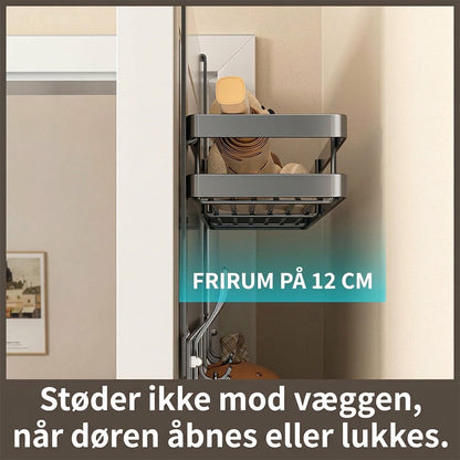 VaraLiving™ Dørreol med Opbevaringskurve og Knager – Borefri Dørhængt Arrangør til Badeværelse, Værelse og Køkken