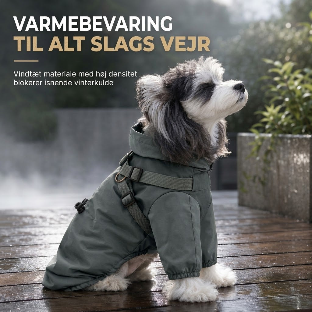 VaraPro™ Vandtæt Vinterjakke til Hunde med Fleecefoer og D-Ring – Varm Hundejakke med Elastiske Benstropper til Koldt Vejr