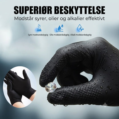 ANBOSON™ Forstærkede Nitrilhandsker | Syre- & Olieresistente Pudderfri Handsker med Ekstra Greb