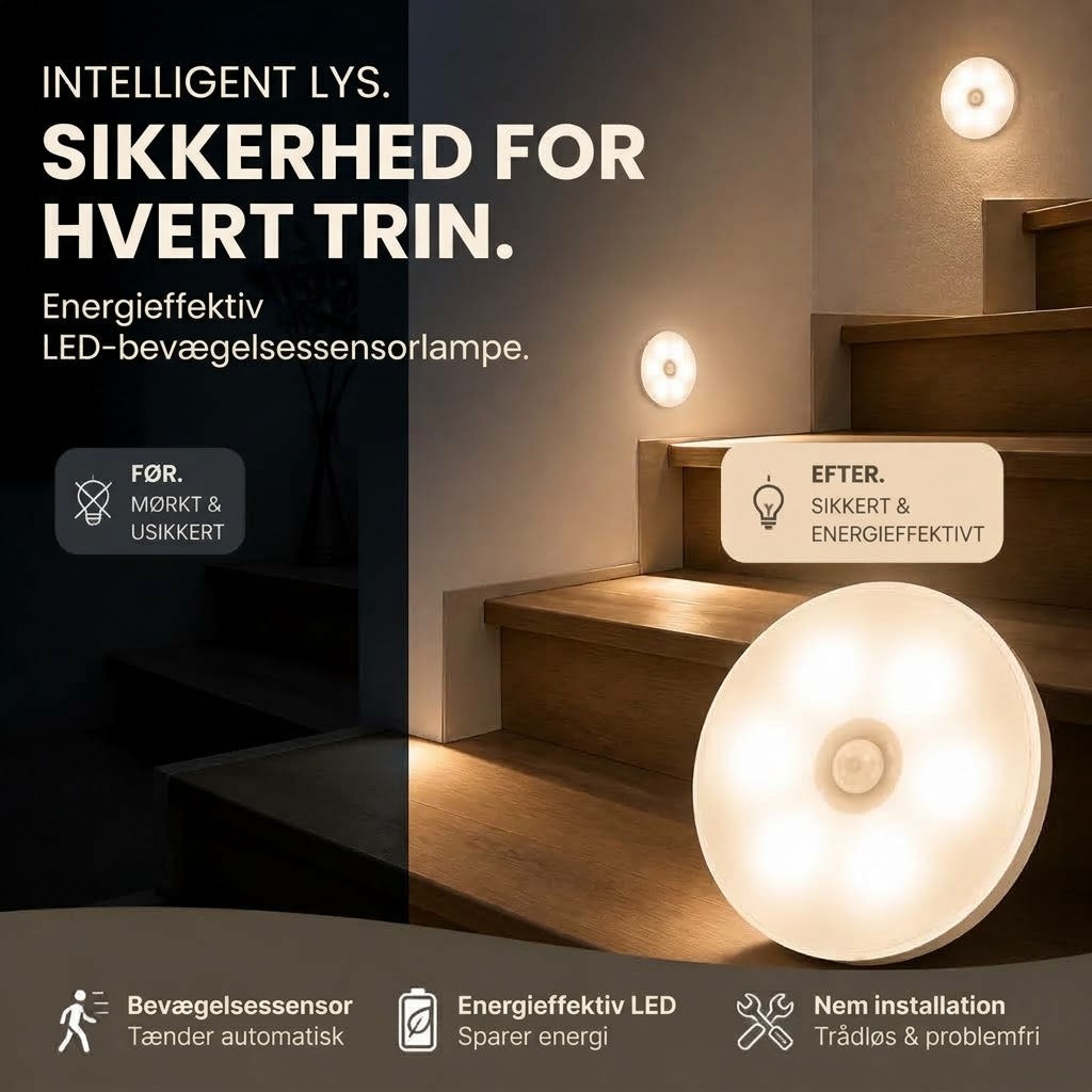 OmniLiving™ Energibesparende LED-Lys med Bevægelsessensor | Genopladelig & Magnetisk